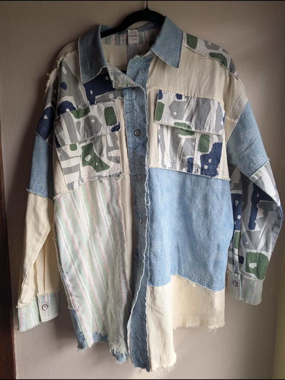 Blue Velvet Sample Piece - Patchwork Oversized Button-Up Shacket